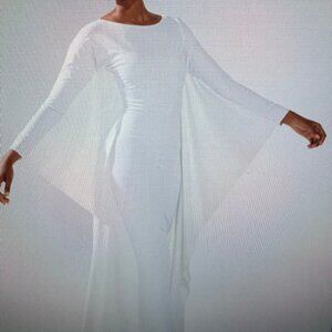 KYLIE MAXI DRESS WITH RUFFLE SLEEVES IN WHITE - L